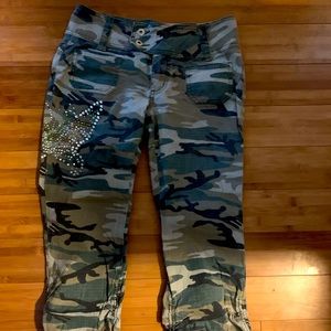 Camouflage and bling trendy jeans